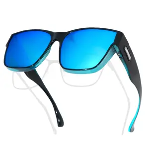 Meeloog Polarized Over Glasses Sunglasses for Men & Women, Classic Rectangle Fitover Shades with UV400 for Driving, Fishing & Outdoors – ST0091
