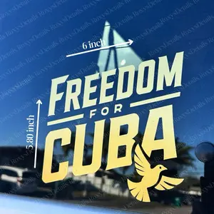 Freedom For Cuba Vinyl Sticker - 6 Inch x 5.80 Inch, Water Resistant, Durable Design, Ideal for Laptops, Cars, and More