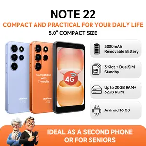 Ulefone Note 22 Android 16 Go Unlock SmartPhone,Dual SIM Card & 4G LET Networks，20GB Dynamic RAM+32GB ROM/2TB Expandable，5’‘ Mini Screen CompactPhone，Unisoc T7100 CPU，Removable Battery，For Kids MiniPhone