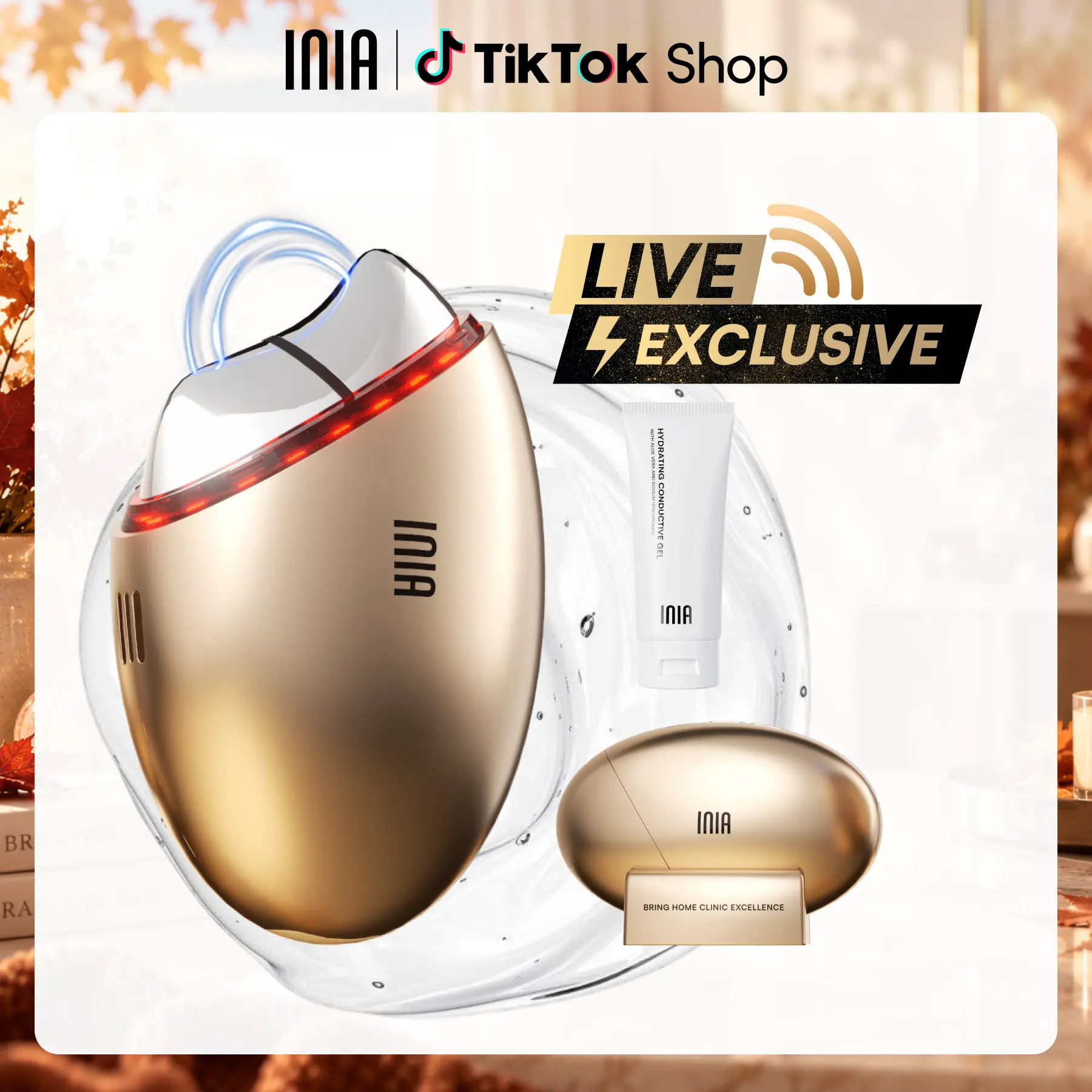 【LIVE EXCLUSIVE】INIA GLACE 7-in-1 Facial Beauty Roller - Multifunctional Beauty Device with EMS Microcurrent, Red & Blue Light, Cryo & Thermal Therapy, Serum Infusion for Face Lift, Anti-Aging, Lymphatic Drainage, De-Puffing | Selfcare Perfect Gift Pick