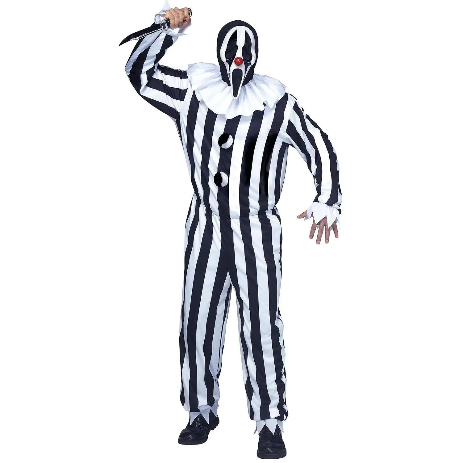 Fun World Ghost Face Mens Halloween Costume, One Size, Black/White