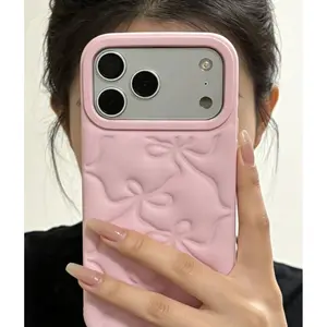 3D Bow Silicone Phone Case Cover For iPhone 17 16 15 14 13 Pro Max Soft Protective Case