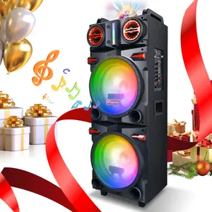 Portable Rechargeable Karaoke Bluetooth Speaker - Microphones, Dynamic LED Lights, FM Radio, USB, Micro SD Input with Audio Card Remote Control