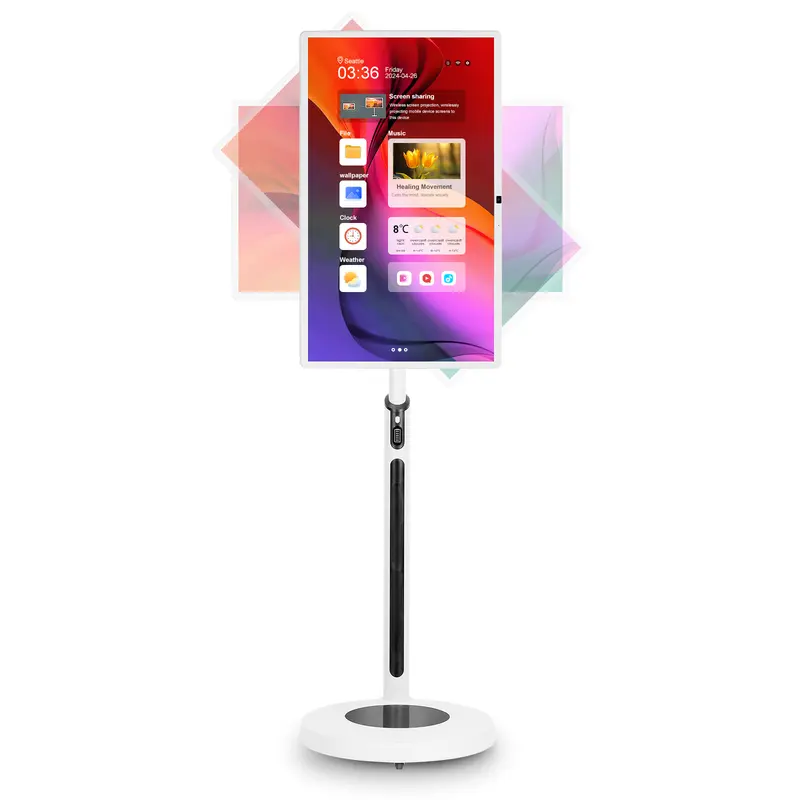 White tv 32-Inch Portable Smart Screen1080p Rotatable Monitor with incell TouchScreen, Android OS(Support GoogleStore),Built-in Battery(4-6H),Full Swivel Rotation, Remote Control whitetv tvwallmount the frame 55 tv 200 inch smart tv 100 inch tv