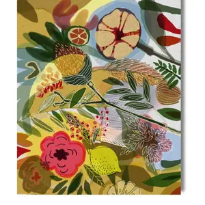 Limited Edition Print on Canvas - Summer Flowers Whimsical Artwork 12x10 Inches, Unique Design for Home or Office Display aesthetic wall