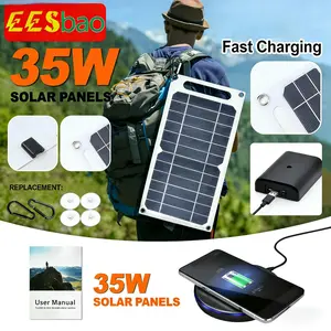2026 New 35w Sunpower Solar Panel, 5v USB Portable Charger, Mobile Power Bank, Outdoor Camping RV Home Emergency Backup Power