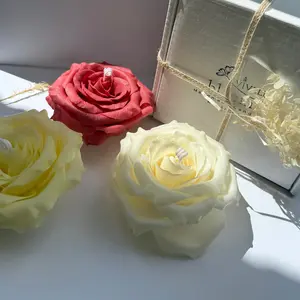 Handmade Candle Boutique Rose Flower Candle Pure Beeswax 4.5" & 2.8" Burn Time up to 3-4 hrs Decorative Gift for Birthdays Weddings Anniversaries