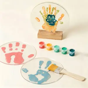 DIY Family Handprint Plaque - Personalized Acrylic Memory Art, Ideal Baby Shower & Housewarming Gift for DIY Painting Enthusiasts