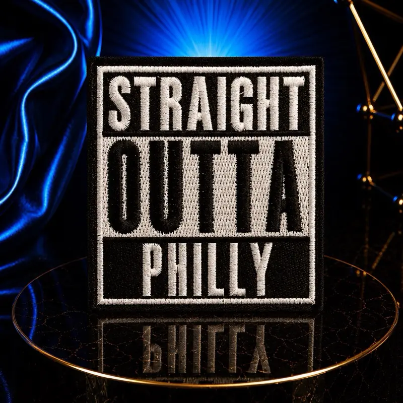 Straight Outta Philly Iron-On Patch, Durable Embroidered Badge for Jackets, Bags, Hats