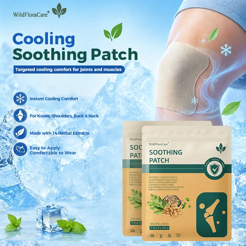 WildFloraCare Herbal Cooling Patch, 7 Patches for Neck, Back, Knees & Shoulder Comfort