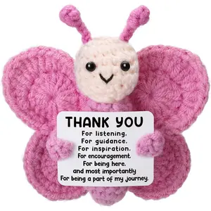 Retirement Gifts for Women Coworker Teacher, Handmade Crochet Butterfly with Thank You Sign, Appreciation Farewell Keepsake for Female Coworker Mentor Teacher