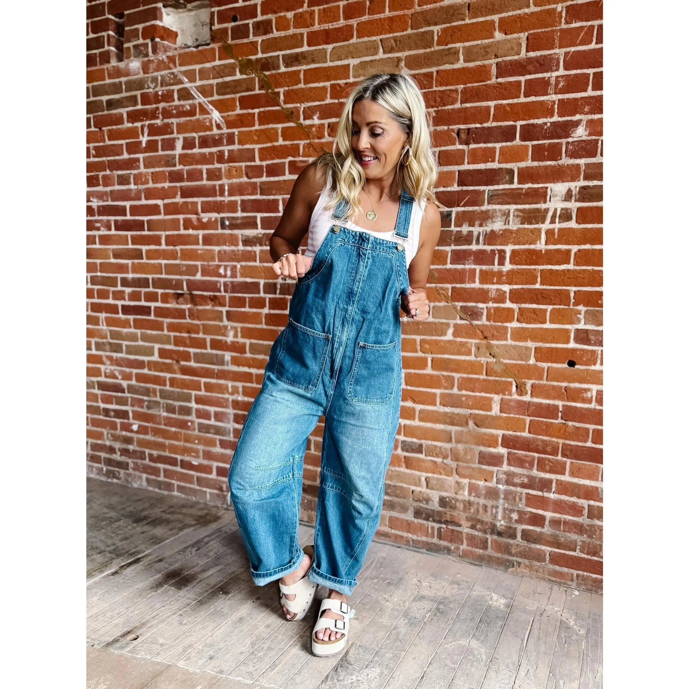 The Worn In Barrel Denim Overalls, Medium Wash