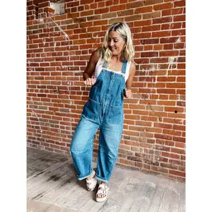 The Worn In Barrel Denim Overalls, Medium Wash
