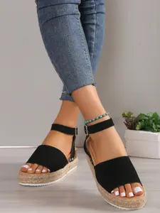 Platform woven sandals, Stylish footwear, comfortable, fashionable summer women's shoes, suitable for casual wear, comfortable trendy design, women's summer vacation style, Espadrille Wedges Sandals