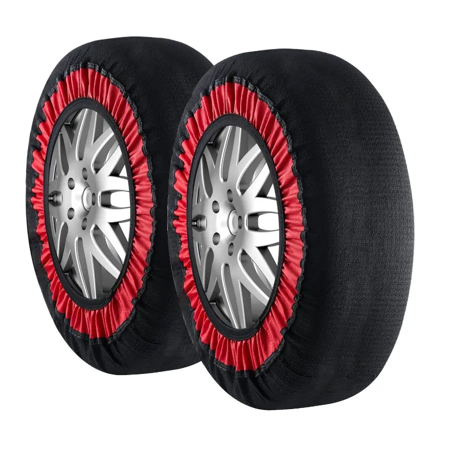 【DealsForYouDays】VEVOR Thickened Snow Socks for Tires, Polyester Fiber Tire Socks with Elastic Straps, Snow Traction Tire Cover for Car, SUV, Pickup and Truck (Pack of 2)-Extra Large