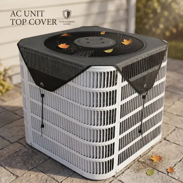 Outdoor central air conditioning protective cover, 28x28 inch breathable mesh cover top, ensuring efficient ventilation and dust prevention, suitable for all-year use of outdoor air conditioners. Environmentally friendly and durable air conditioning cover