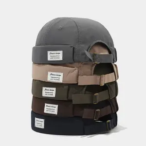 Brimless cap for men Spring and Summer No Brim Beanie Men Fashion Brands Patch Quick-Drying Breathable Landlord Hat Japanese Style Artistic Skullcap Tide a Sailor's Cap Doc Hat