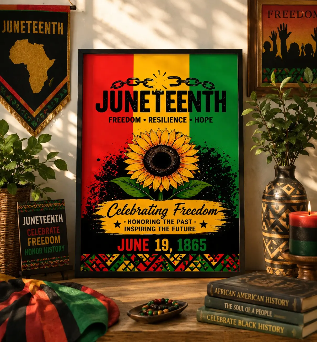 Juneteenth Art Print, Freedom Resilience Hope Print, June 19th Print, Black History Home Decor, African American Heritage Yard Print, POSTER NO FRAME