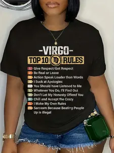 100% Cotton Zodiac Sign Funny Top 10 Rules Of Virgo Graphic T-Shirt Astrology Constellation Star Sign Gifts