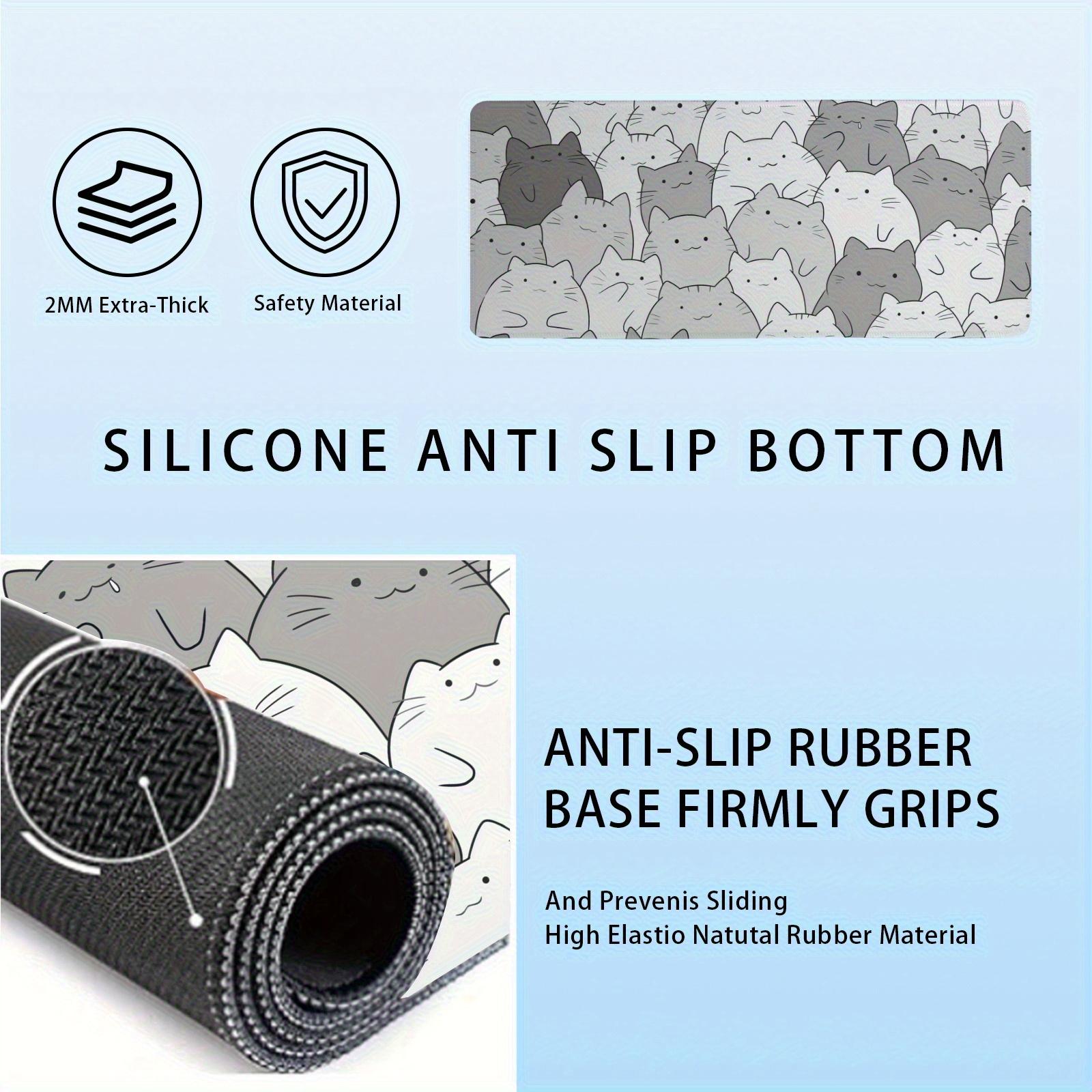 Free ExpressLarge Kawaii Cat Desk Mat& Mouse Pad- Cute Gray Cat Design with Adorable Expressions, Non-Slip Rubber Base, Ergonomic Wrist Support, Suitable for Office and Home Work Space Accessories Multi-function mouse pad