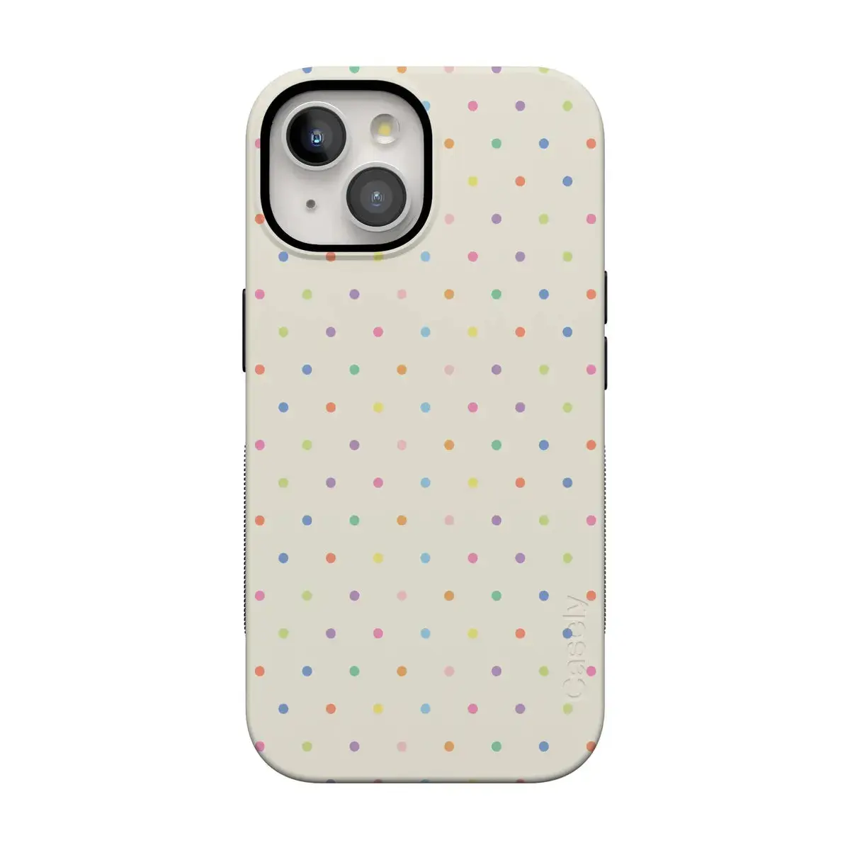 Casely iPhone 15 Plus Case | On the Dot | Rainbow Polka Dot | Bold Protective Design | Compatible with MagSafe