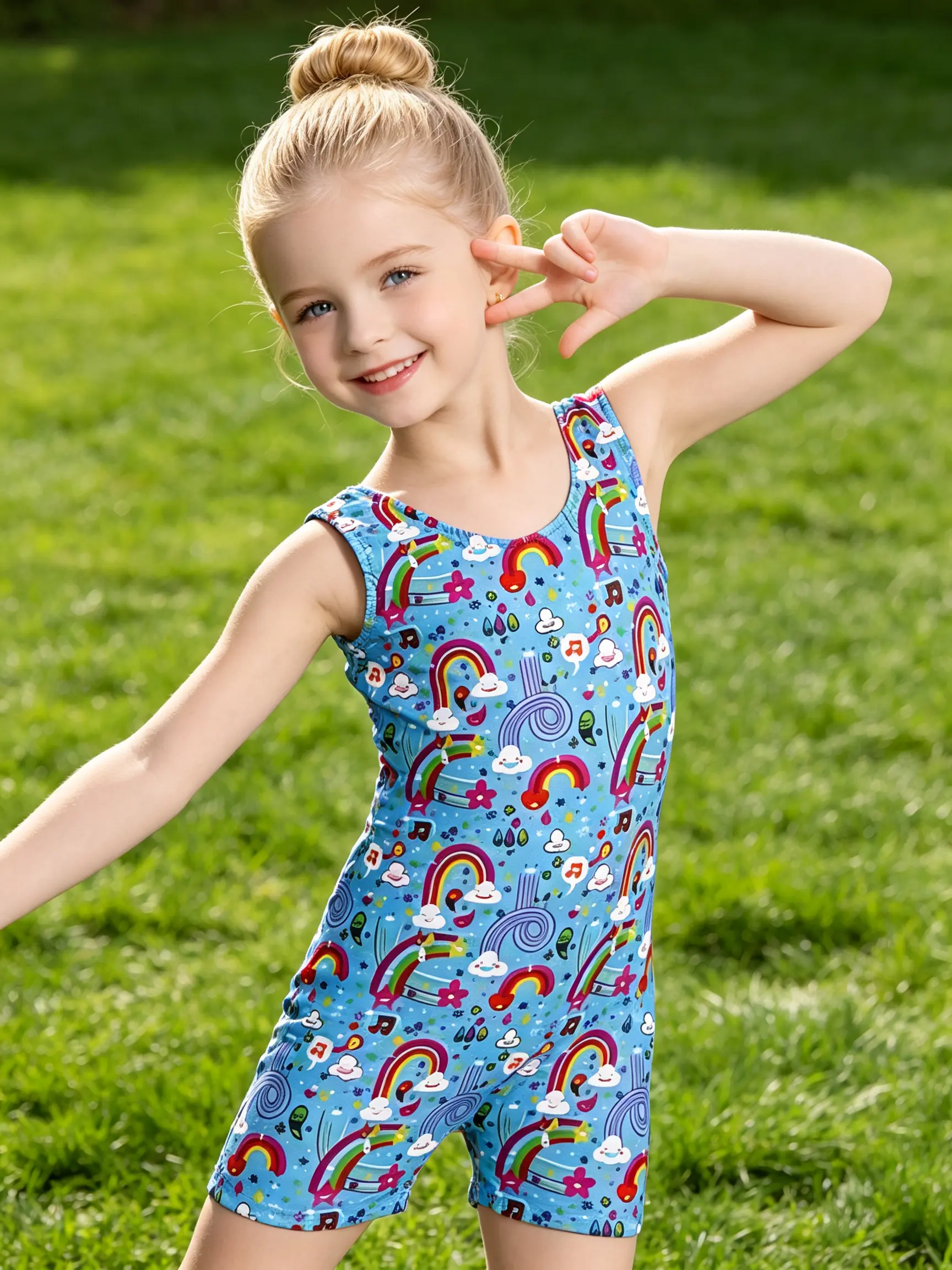 Toddler Girls Sleeveless Gymnastics Biketard | Soft Stretchy Cartoon Print Kids Dance Leotard For Gym Class Yoga Playwear