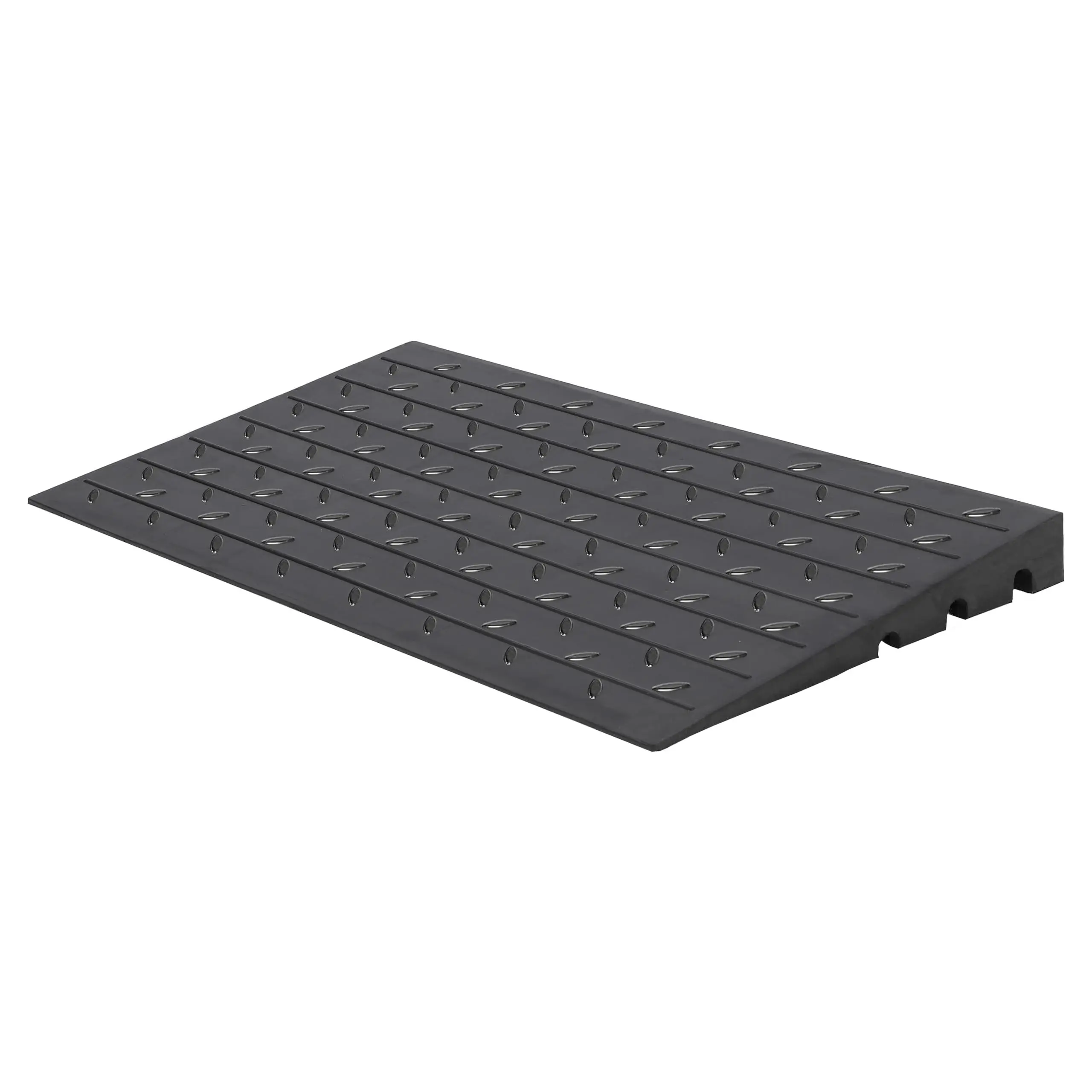 Rubber Threshold Ramp, 3'' Rise Portable Wheelchair Ramp for Home Steps, 2500LBS Capacity Curb Ramp Handicap Ramps for Wheelchairs Driveway Mobility Scooters with 3 Channels Cord Cover