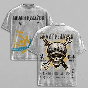 Trafalgar D. Water Law T-Shirt – One Piece Vintage Washed Oversized Tee, Double Printed Heavy Cotton Unisex Anime Streetwear Gift for Fans 9RX
