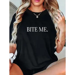 100% Cotton Bite me slogan funny Biteme T-Shirt
