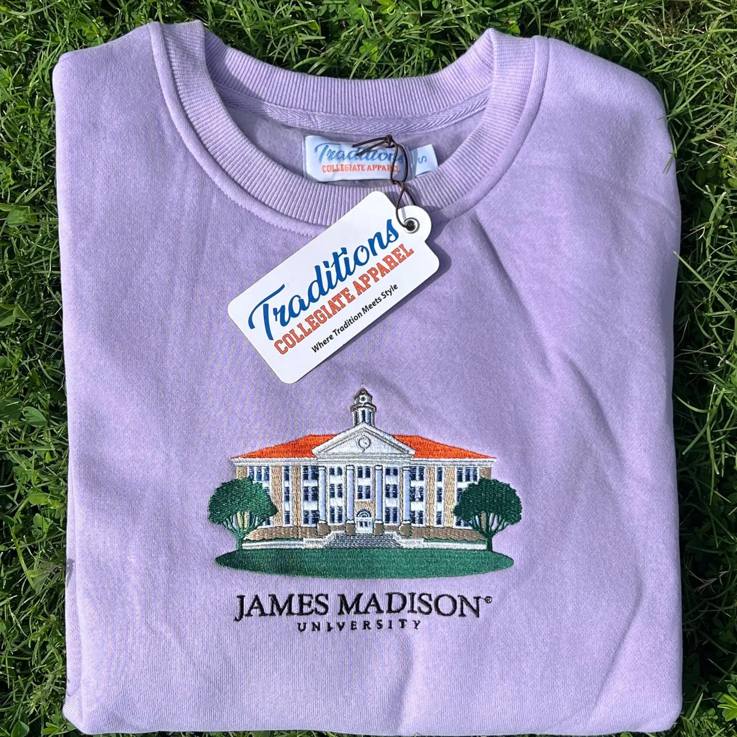 James Madison University - Lavender, Embroidered Sweatshirt