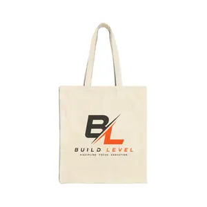 Build Level Logo Tote Bag | Canvas Logo Shopper, Branded Gym Tote