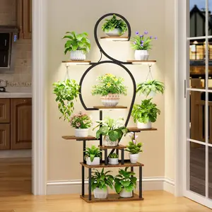 Plant Stand Indoor with Grow Light - 9 Tiered 63" Tall Indoor Plant Shelf for Multiple Plants, Large Plant Shelf with Grow Light, Lighted Plant Stand for Indoor Plants