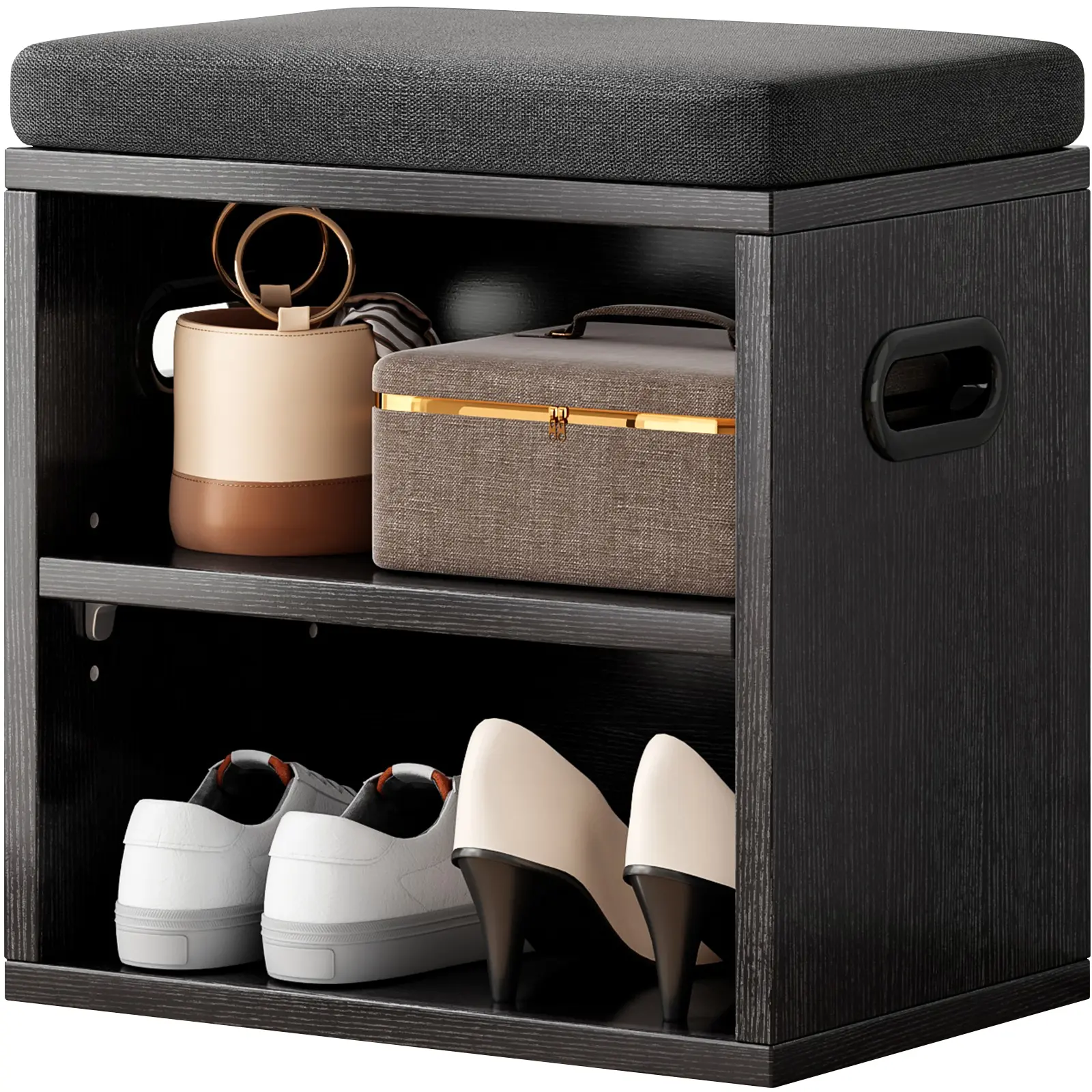Chic Small Shoe Bench for Entryway with Cushion: Multi-Functional Shoe Bench with Storage & Seating, Ideal Entryway Shoe Rack