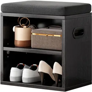 Chic Small Shoe Bench for Entryway with Cushion: Multi-Functional Shoe Bench with Storage & Seating, Ideal Entryway Shoe Rack