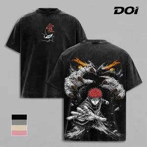 Gaara Sand Control Anime Graphic Tee, Naruto Shippuden Kazekage Design Shirt, Desert Power Sand Hands Illustration, Vintage Washed Dark Streetwear Style, Heavyweight Cotton Unisex T-Shirt, Gift for Naruto Fans