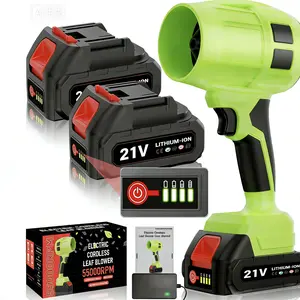 21 V Cordless Blower Violent Turbo Fan Wireless High-Power Dust Blower Handheld Powerful Car Dryer for Lawn Care Car Cleaning Outdoor Barbecue Leaf and Dust Cleanup with Handle