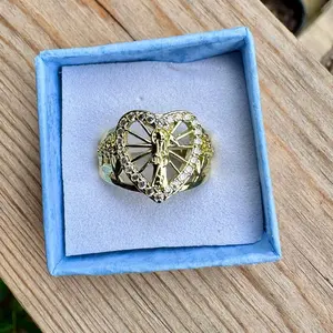 Santa Muerte Roses Adjustable Ring Gold Plated