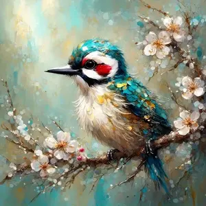 New DIY 5D Diamond Painting Kit with Bird on Branch Design, Animals, Full Drill Mosaic Art Craft, Perfect Home Wall Décor & Gift Idea