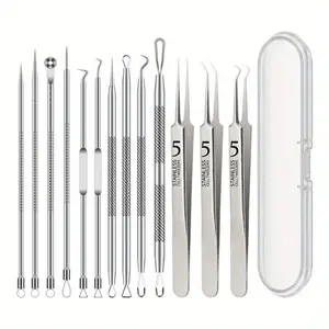 Stainless Steel Facial Blackhead Cleaner, 13pc/set Professional Facial Blackhead Cleaner, Skin Care Tool for Women & Men, Facial Cleansing Tool, Blackhead Remover