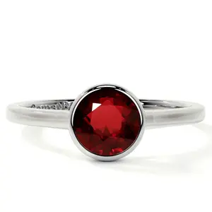 Bezel Set Round Ruby Solitaire Ring (0.65cts.)- RRB002-5X5-AAA