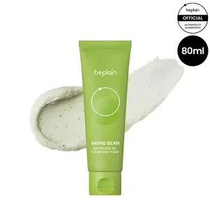 beplain Mung Bean pH-Balanced Cleansing Foam (2.7fl.oz/80ml) | Fragrance-Free | Non-Comedogenic Tested | Deep Pore Facial Cleanser | Suitable for Sensitive Skin | Face Mask Cleanser