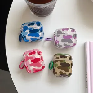 Protective Case Compatible AirPods Series, Multi-Color Camo Design, Fits AirPods 4 & Pro Models, Universal Compatibility