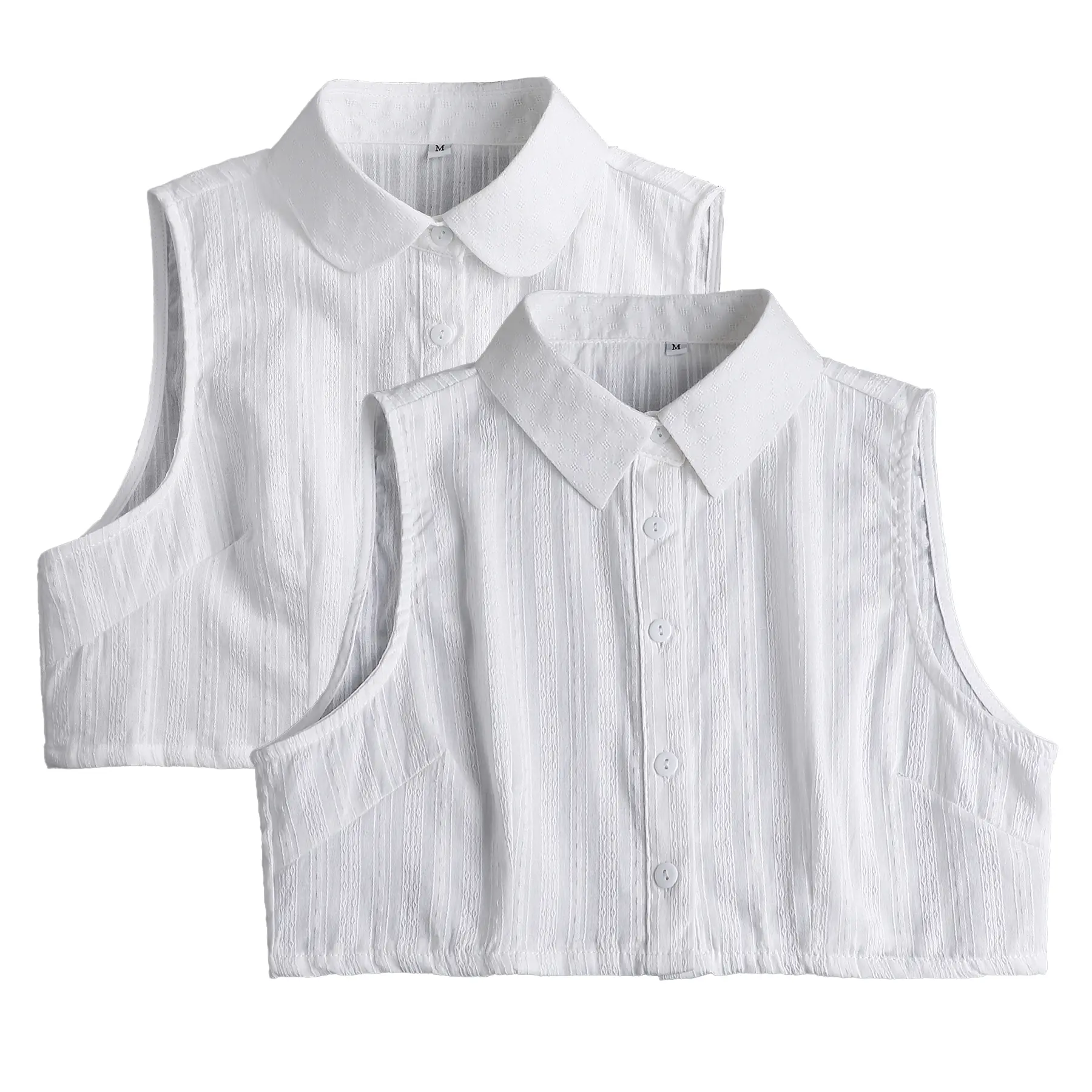 white pointed collar+white round collar