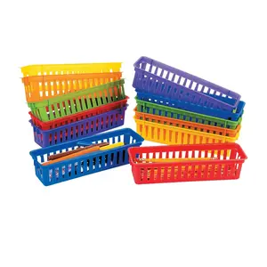 10" x 2 1/4" Classroom Pencil & Marker Plastic Baskets - 12 Pc.