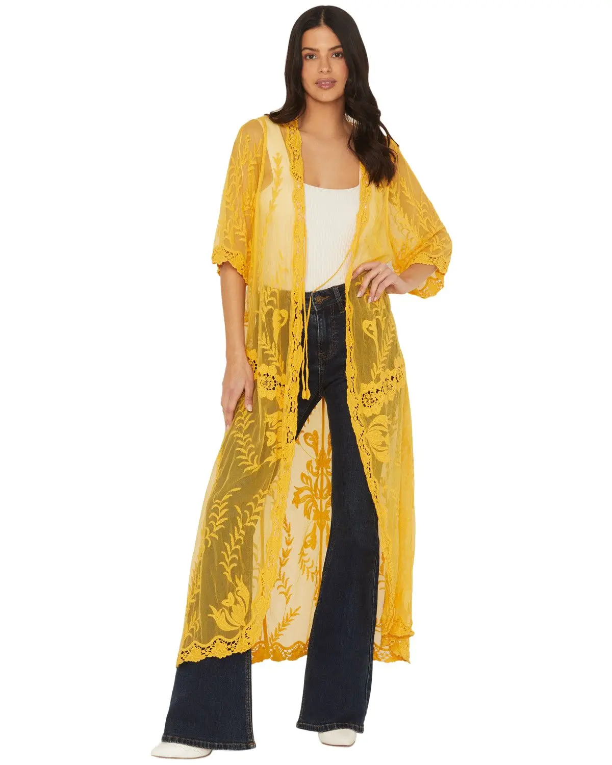 Shyanne Women's Women'S Embroidered Mesh Kimono - Swho24v67-Gld