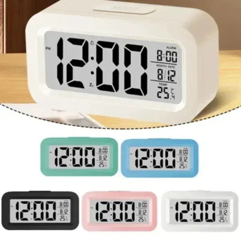 LED Digital Timer Alarm Clock - Plastic Compact Design, 24-Hour, Customizable Backlighting, Calendar & Time Data Multi-Function Desktop Clock for Home Decor (Desk, Bedroom), Digital Timer Alarm Clocks