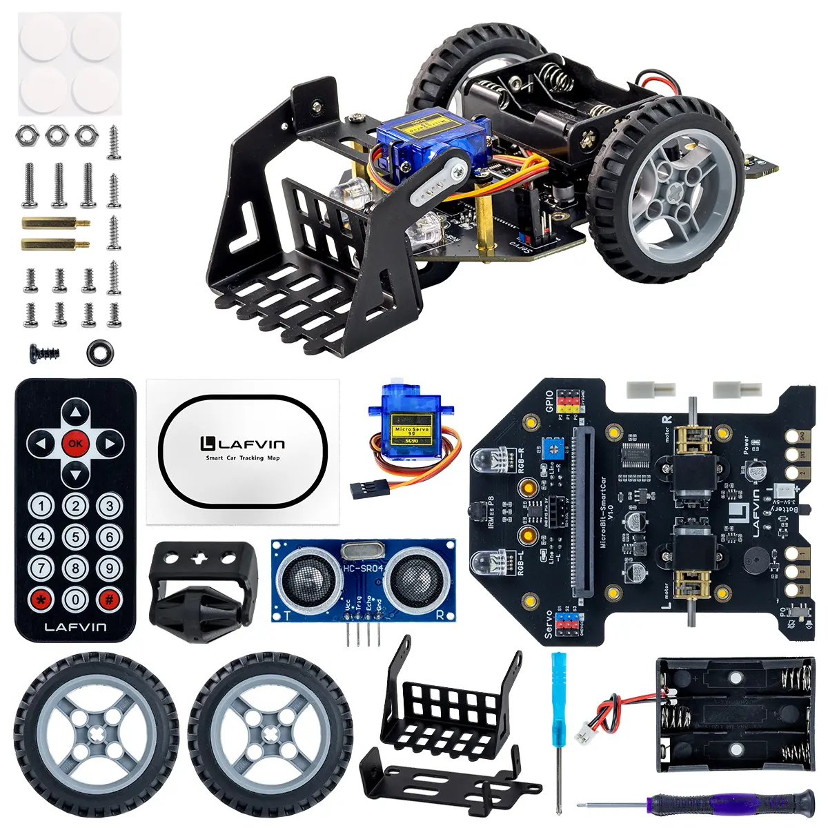 2WD Smart Robot Car Kit with Ultrasonic Obstacle Avoidance, STEM Educational DIY Robotics Set，Science Fair Robot Car Kit with Obstacle & Tracking Function for Classroom Teaching，IR Remote Programmable Robot Car Kit