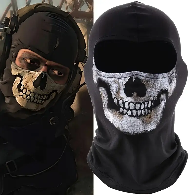 Halloween Party Costume Set, Spooky Ghost Festival Performance Props, Includes Cloth Headpiece & Creepy Skull Mask, Perfect for Masked Parties, Cool Skeleton Mask, Accessories, Skull Face Mask