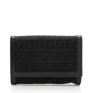 Pre-owned FENDI Leather Small Leather Goods Zucchino Compact Wallet