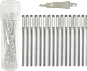 Zhenqing 50 Pack Size 22 Round Head Cross Stitch Needles with Free Needle Threader & Plastic Case - Blunt Tip Embroidery Needles for Tapestry, Sewing, Crafts(67249)